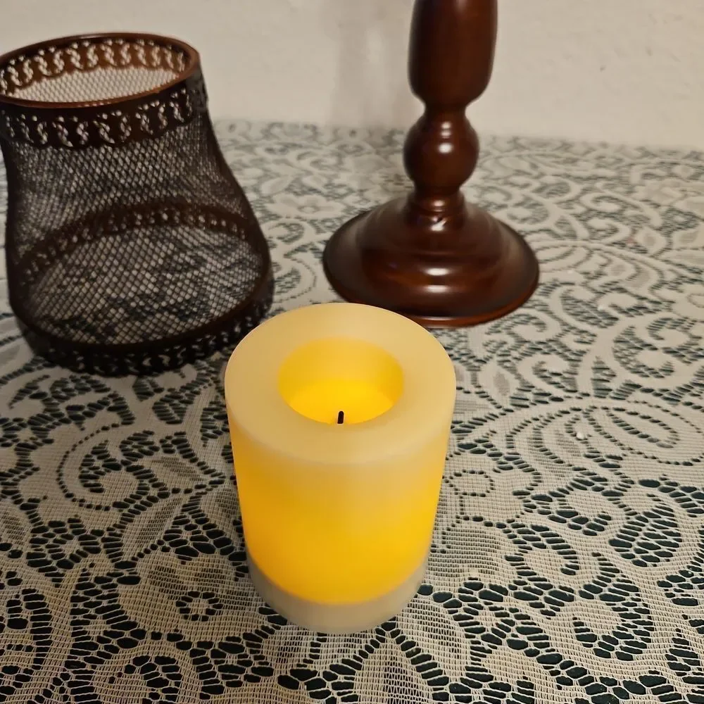 Candle Impressions Vintage-Style Metal and Wood Candle Lamp